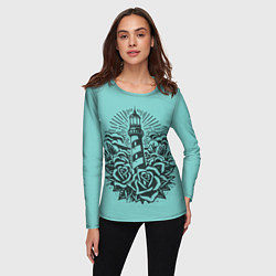 Лонгслив женский Маяк и розы, цвет: 3D-принт — фото 2