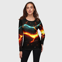 Лонгслив женский Лава в черной текстуре, цвет: 3D-принт — фото 2