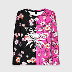 Лонгслив женский Ведьмак паттерн сакура, цвет: 3D-принт