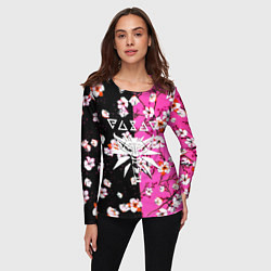 Лонгслив женский Ведьмак паттерн сакура, цвет: 3D-принт — фото 2
