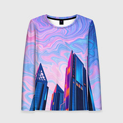 Лонгслив женский Абстракция с небоскребами, цвет: 3D-принт