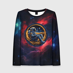 Лонгслив женский Космонавт сидит в луне, цвет: 3D-принт