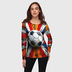 Лонгслив женский Футбольный мяч в ярких линиях, цвет: 3D-принт — фото 2