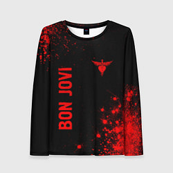 Лонгслив женский Bon Jovi - red gradient вертикально, цвет: 3D-принт