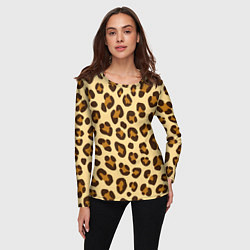 Лонгслив женский Паттерн с пятнами леопарда, цвет: 3D-принт — фото 2