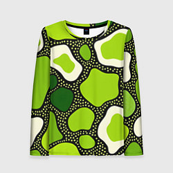 Женский лонгслив Зеленая абстракция с кругами