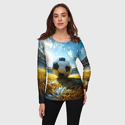 Лонгслив женский Футбольный мяч на стадионе, цвет: 3D-принт — фото 2
