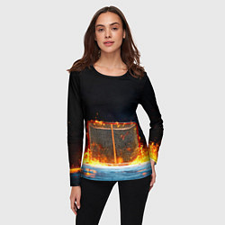Лонгслив женский Хоккейные ворота в огне, цвет: 3D-принт — фото 2