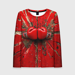 Лонгслив женский Кикбоксеркие перчатки в красном, цвет: 3D-принт