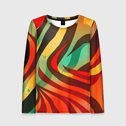 Лонгслив женский Жаркая полосатая абстракция, цвет: 3D-принт