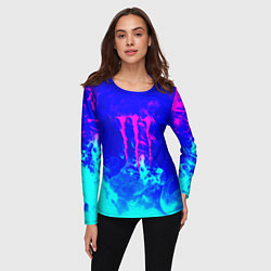 Лонгслив женский Monster energy дым неоновый, цвет: 3D-принт — фото 2