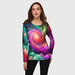 Лонгслив женский Космическая неоновая фантазия - нейроарт, цвет: 3D-принт — фото 2