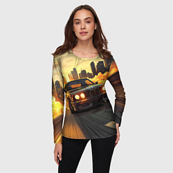 Лонгслив женский БМВ на фоне заката, цвет: 3D-принт — фото 2