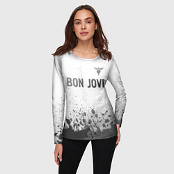 Лонгслив женский Bon Jovi - white gradient посередине, цвет: 3D-принт — фото 2