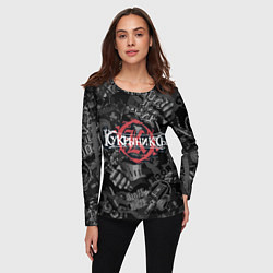Лонгслив женский Кукрыниксы логотип на фоне гитар, цвет: 3D-принт — фото 2