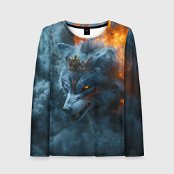 Лонгслив женский Волк в короне в огне, цвет: 3D-принт