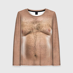Лонгслив женский Волосатое тело толстяка, цвет: 3D-принт