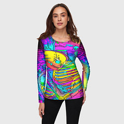 Лонгслив женский Черепа неоновые краски, цвет: 3D-принт — фото 2