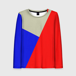 Женский лонгслив Серо-сине-красный трёхцветный