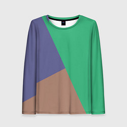 Лонгслив женский Триада зелёный фиолетовый и коричневый геометричны, цвет: 3D-принт