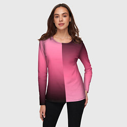 Лонгслив женский Розовый с затемнением градиент пополам, цвет: 3D-принт — фото 2