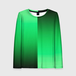 Лонгслив женский Чёрно-зелёный градиент пополам, цвет: 3D-принт