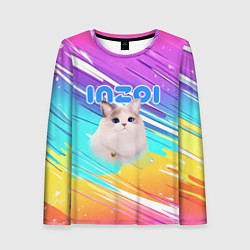Женский лонгслив Inzoi кошечка на радужном фоне