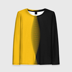 Лонгслив женский Чёрно-жёлтый пополам с переходом, цвет: 3D-принт