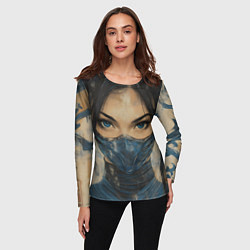 Лонгслив женский Портрет Китаны - Мортал комбат, цвет: 3D-принт — фото 2