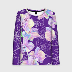 Лонгслив женский Японские акварельные орхидеи, цвет: 3D-принт
