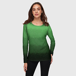 Лонгслив женский Зеленый градиент текстурные полосы, цвет: 3D-принт — фото 2