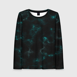 Женский лонгслив Color black turquoise