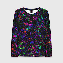 Женский лонгслив Чёрный с разноцветными брызгами