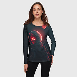 Лонгслив женский Череп космонавта в красном свете, цвет: 3D-принт — фото 2