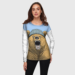 Лонгслив женский Злой орущий медведь, цвет: 3D-принт — фото 2