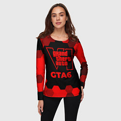 Лонгслив женский GTA6 - red gradient, цвет: 3D-принт — фото 2