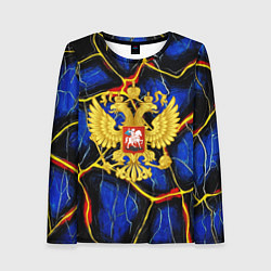 Лонгслив женский Золотой герб РФ и желтые полосы, цвет: 3D-принт