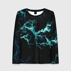 Лонгслив женский Lightning light blue glow, цвет: 3D-принт