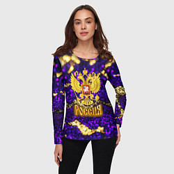 Лонгслив женский Россия - фиолетовая текстура, цвет: 3D-принт — фото 2
