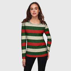 Лонгслив женский Цветные лини текстура ткани, цвет: 3D-принт — фото 2