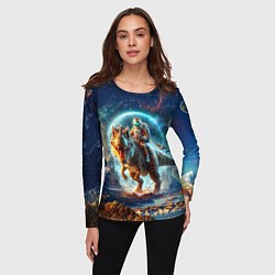 Лонгслив женский Космонавт на тираннозавре - затерянная планета, цвет: 3D-принт — фото 2