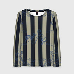 Лонгслив женский Чёрные полосы, цвет: 3D-принт