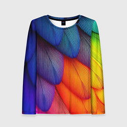 Женский лонгслив Радужные перья попугая