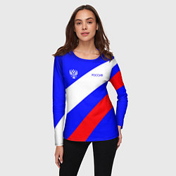 Лонгслив женский Россия с гербом и цветами флага, цвет: 3D-принт — фото 2