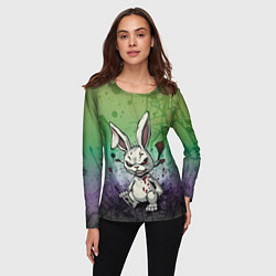 Лонгслив женский Безумный кролик хулиган, цвет: 3D-принт — фото 2