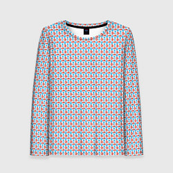 Женский лонгслив Красно-синие фигуры на белом фоне