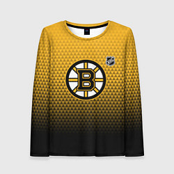 Лонгслив женский Бостон Брюинз - геометрический градиент, цвет: 3D-принт