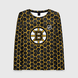 Лонгслив женский Бостон Брюинз - черные соты, цвет: 3D-принт