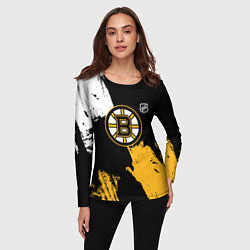 Лонгслив женский Бостон Брюинз - разлитая краска, цвет: 3D-принт — фото 2