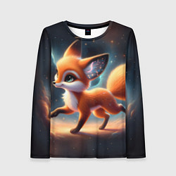 Лонгслив женский Лиса бежит по космическому простору, цвет: 3D-принт